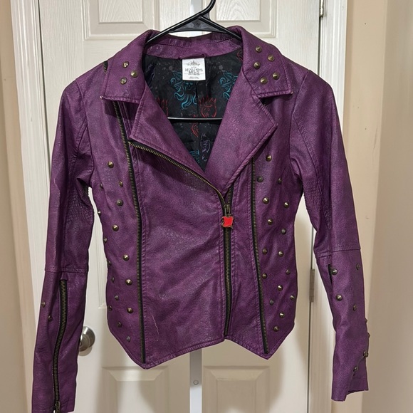 Disney Purple Leather Motorcycle Jacket Decendants jacket - Picture 1 of 4